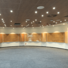 acoustic treatment on curved conference wall
