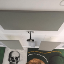 acoustic ceiling panels to improve speech intelligibility in school science block